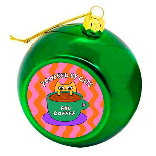 Cats And Coffee - colourful christmas bauble by The Paper Tail