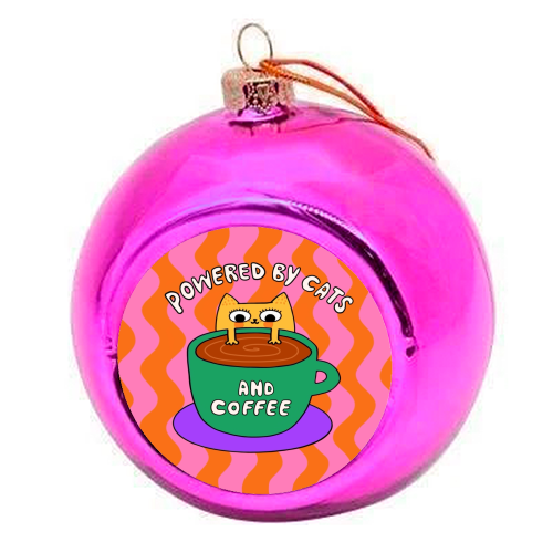 Cats And Coffee - colourful christmas bauble by The Paper Tail