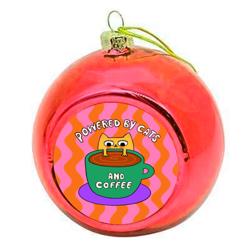 Cats And Coffee - colourful christmas bauble by The Paper Tail