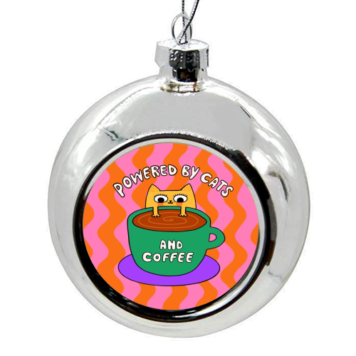 Cats And Coffee - colourful christmas bauble by The Paper Tail