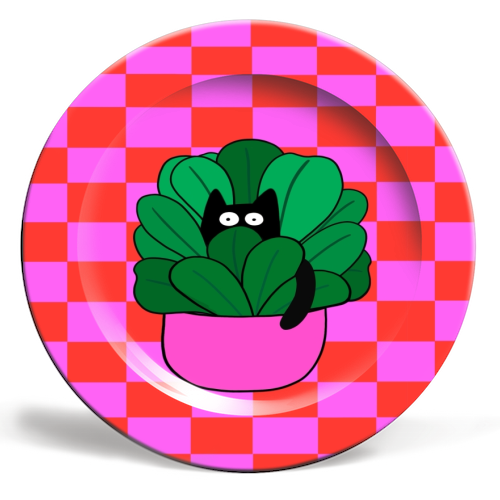 Cats And Plants - ceramic dinner plate by The Paper Tail