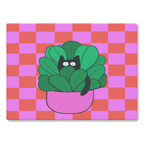 Cats And Plants - glass chopping board by The Paper Tail