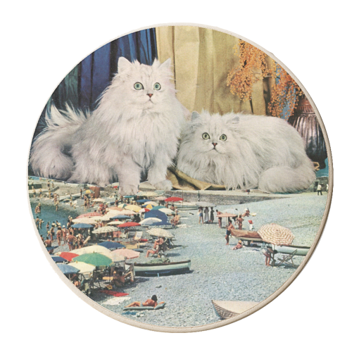 Cats beach - personalised beer coaster by Maya Land