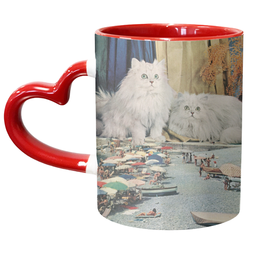 Cats beach - unique mug by Maya Land