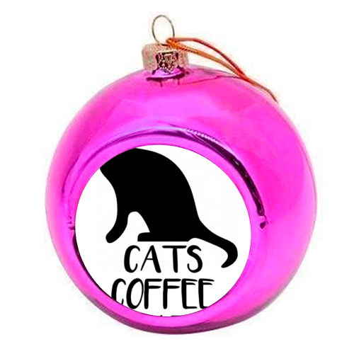 Cats, Coffee & Satan - colourful christmas bauble by RadTimesInk