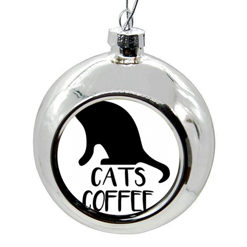 Cats, Coffee & Satan - colourful christmas bauble by RadTimesInk