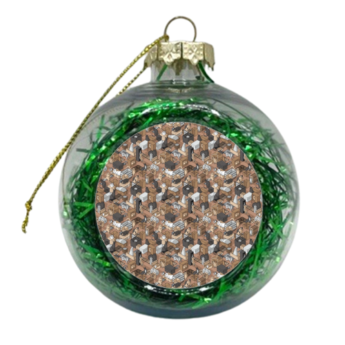 Cats In Boxes - xmas bauble by Anna Hargraves