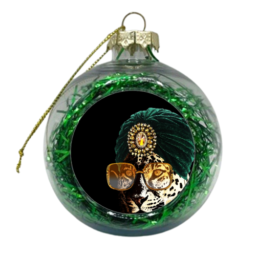 CATS IN HATS - QUEEN OF THE JUNGLE - xmas bauble by Wallace Elizabeth