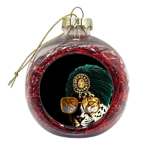 CATS IN HATS - QUEEN OF THE JUNGLE - xmas bauble by Wallace Elizabeth