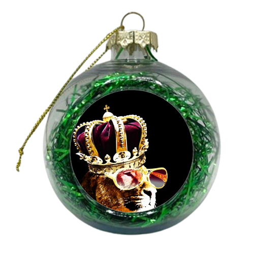 CATS IN HATS - THE KING OF THE JUNGLE - xmas bauble by Wallace Elizabeth