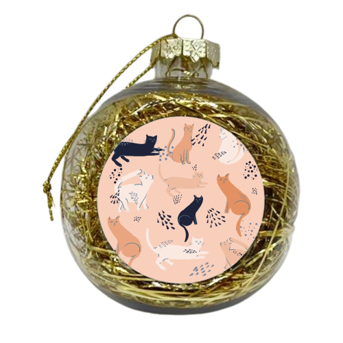 Cats in pink - xmas bauble by Michelle Walker