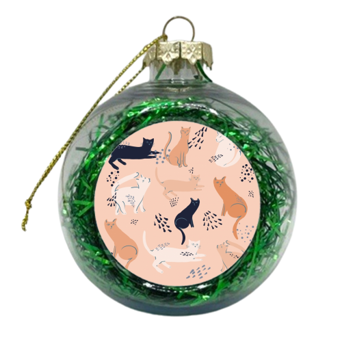 Cats in pink - xmas bauble by Michelle Walker