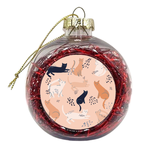 Cats in pink - xmas bauble by Michelle Walker
