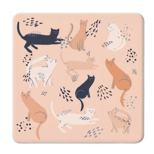 Cats in pink - personalised beer coaster by Michelle Walker