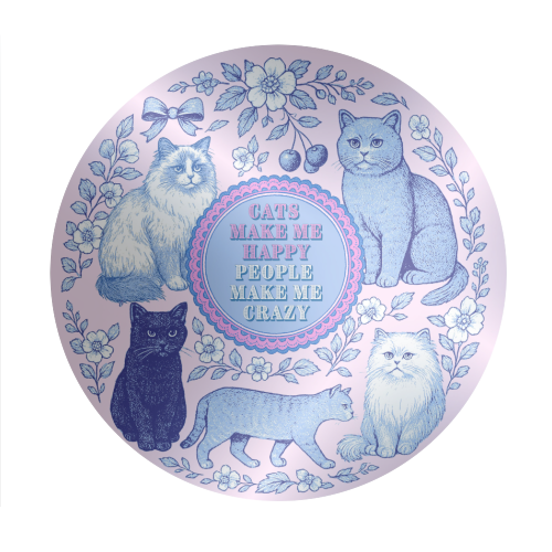 Cats Make Me Happy - Circle Sticker by Lilly Rose
