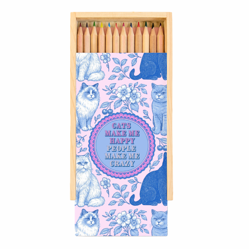 Cats Make Me Happy - Coloured Pencils with Box by Lilly Rose