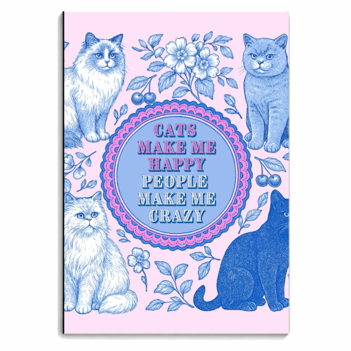Cats Make Me Happy - personalised A4, A5, A6 notebook by Lilly Rose