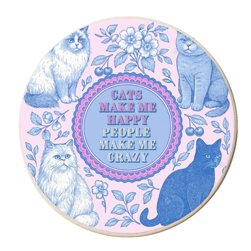 Cats Make Me Happy - personalised beer coaster by Lilly Rose