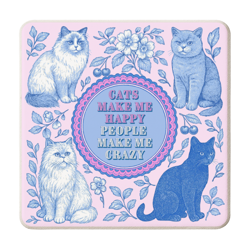Cats Make Me Happy - personalised beer coaster by Lilly Rose