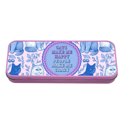 Cats Make Me Happy - tin pencil case by Lilly Rose