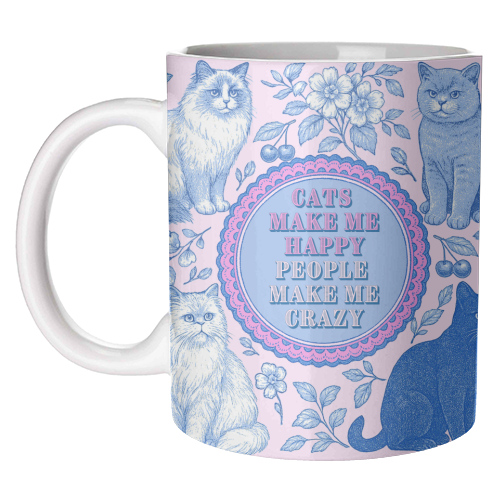 Cats Make Me Happy - unique mug by Lilly Rose
