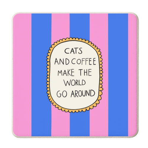 Cats Make The World Go Around - personalised beer coaster by The Paper Tail