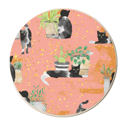 Cats & Plants - personalised beer coaster by Uma Prabhakar Gokhale