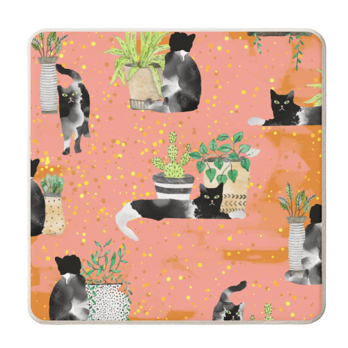 Cats & Plants - personalised beer coaster by Uma Prabhakar Gokhale