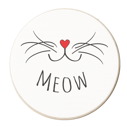 Cat's Whiskers - Meow - personalised beer coaster by Kat Pearson