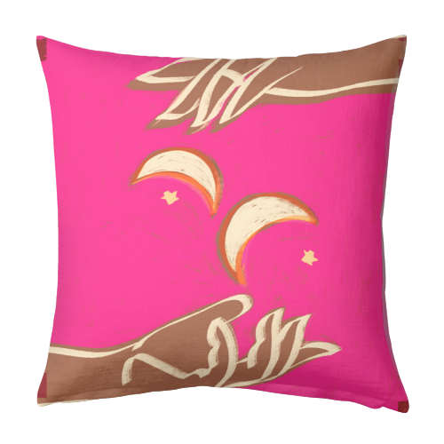 Celestial Exchange – A Couple Of Moons - designed cushion by Uma Prabhakar Gokhale