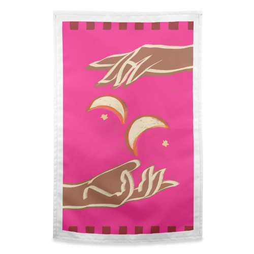 Celestial Exchange – A Couple Of Moons - funny tea towel by Uma Prabhakar Gokhale