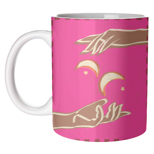 Celestial Exchange – A Couple Of Moons - unique mug by Uma Prabhakar Gokhale