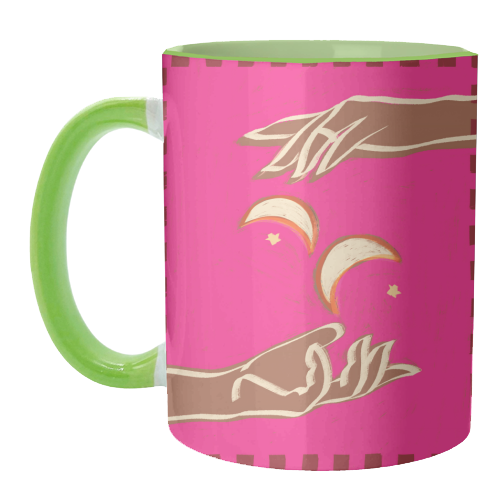 Celestial Exchange – A Couple Of Moons - unique mug by Uma Prabhakar Gokhale