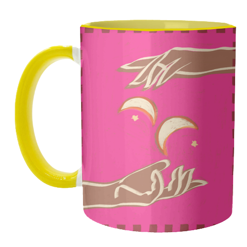 Celestial Exchange – A Couple Of Moons - unique mug by Uma Prabhakar Gokhale