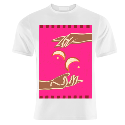 Celestial Exchange – A Couple Of Moons - unique t shirt by Uma Prabhakar Gokhale