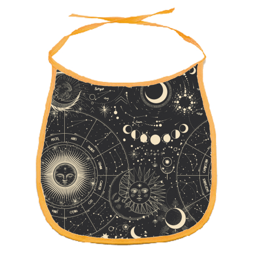 Celestial map - funny baby bib by haris kavalla