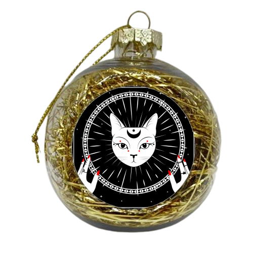 celestial moon cat - xmas bauble by haris kavalla
