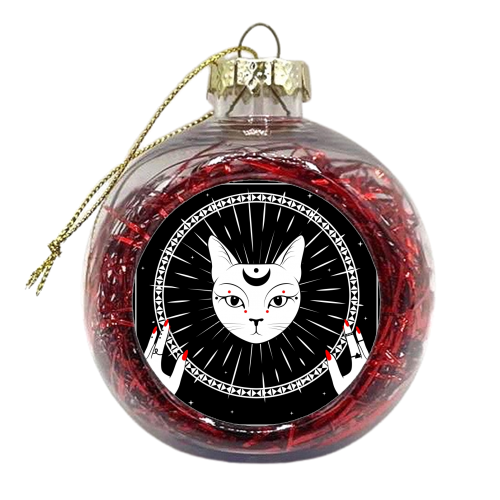 celestial moon cat - xmas bauble by haris kavalla