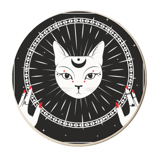 celestial moon cat - personalised beer coaster by haris kavalla