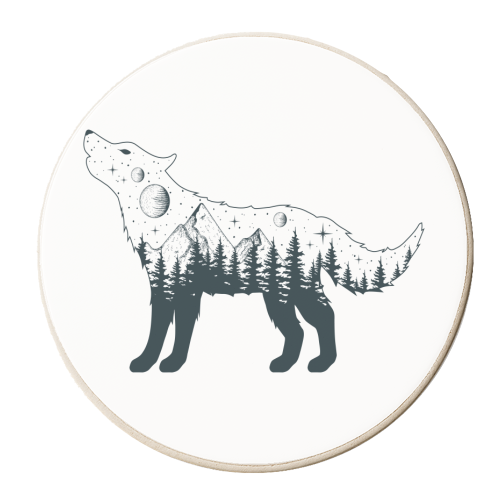 celestial wolf - personalised beer coaster by Anastasios Konstantinidis