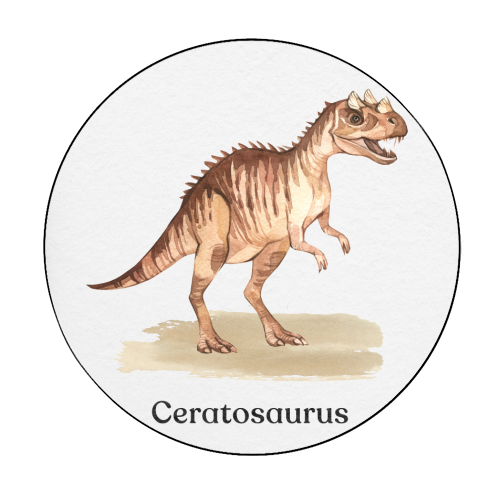 Ceratosaurus - Circle Sticker by Gal Design