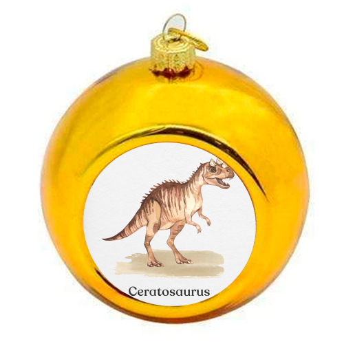Ceratosaurus - colourful christmas bauble by Gal Design
