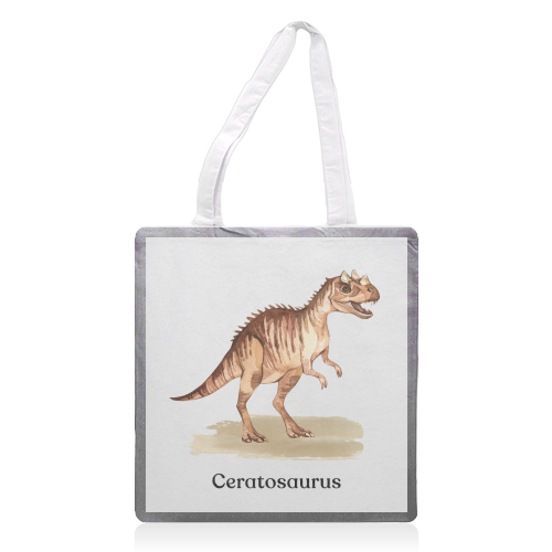 Ceratosaurus - printed canvas tote bag by Gal Design