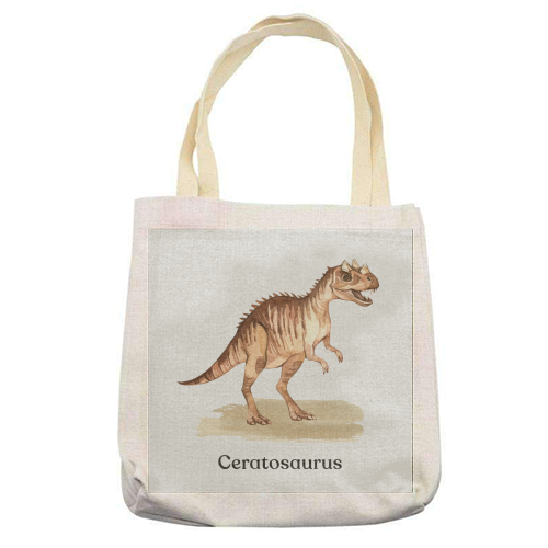 Ceratosaurus - printed canvas tote bag by Gal Design