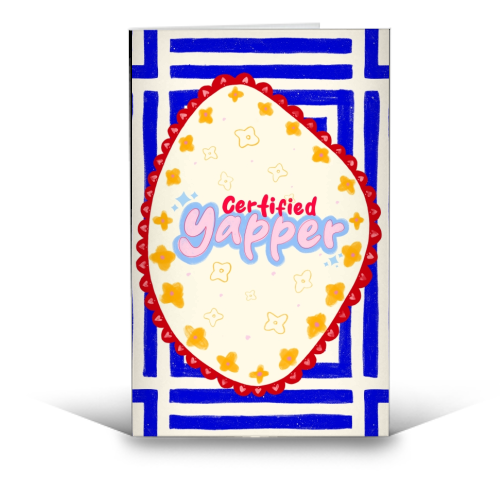 Certified Yapper - funny greeting card by Yaz Raja