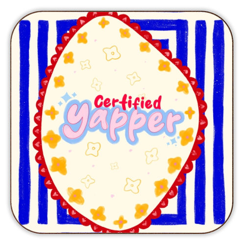 Certified Yapper - personalised beer coaster by Yaz Raja