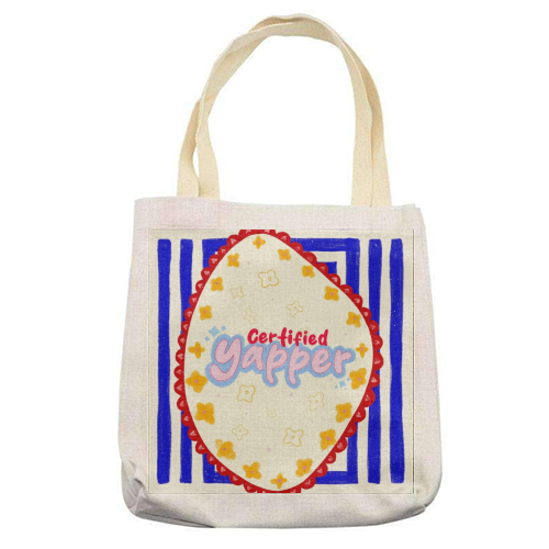 Certified Yapper - printed canvas tote bag by Yaz Raja