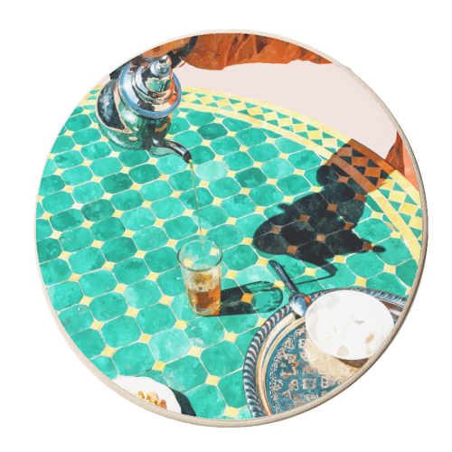 Chai, India Culture & People Painting, Exotic Travel Places Tea Bohemian Colorful Morocco Turkish - personalised beer coaster by Uma Prabhakar Gokhale