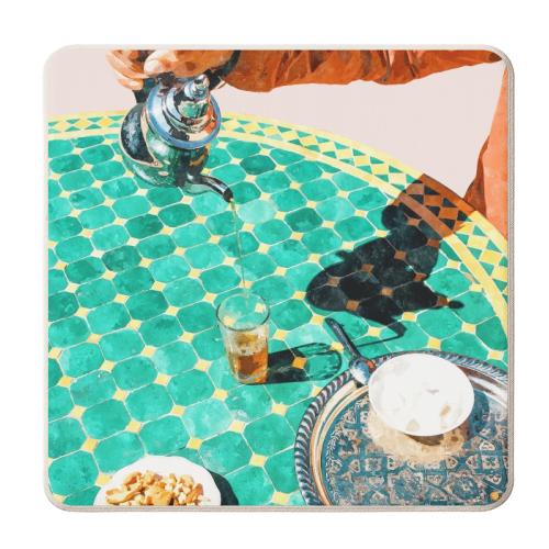 Chai, India Culture & People Painting, Exotic Travel Places Tea Bohemian Colorful Morocco Turkish - personalised beer coaster by Uma Prabhakar Gokhale