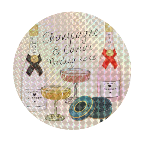 Champagne & Caviar Darling - Circle Sticker by Ms Doodle